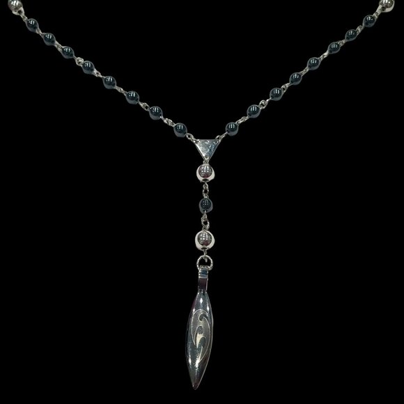 Hematite Y Necklace - Picture 2 of 2